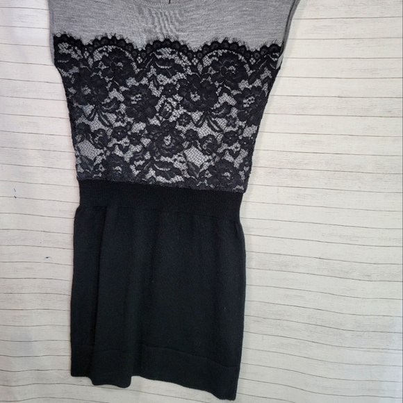 LOFT MERINO WOOL BLEND LACE DETAIL SWEATER DRESS, SZ XS - Picture 3 of 9